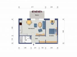 2-Zimmer-Wohnung mit großem Balkon und offener Küche!